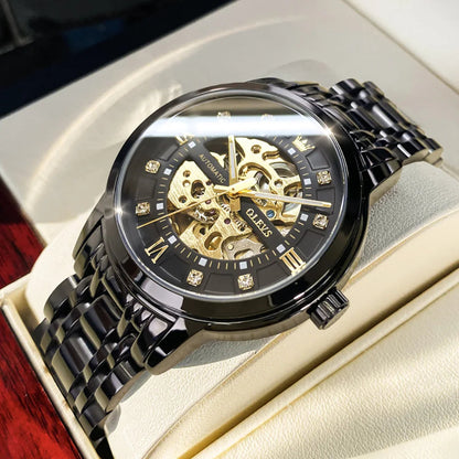 OLEVS 9901 Mens WatchLuxury Hollowing Mechanical Wristwatch Waterproof Luminous Stainless Steel Fashion Automatic Watch For Man OLEVS Official Watch Store