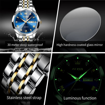 OLEVS 9931 Rhombus Mirror Men's Quartz Watch - OLEVS