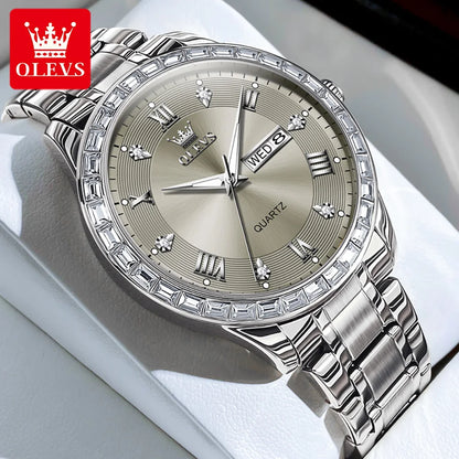 OLEVS 9906 Quartz Men's Watch Gold Diamond - OLEVS