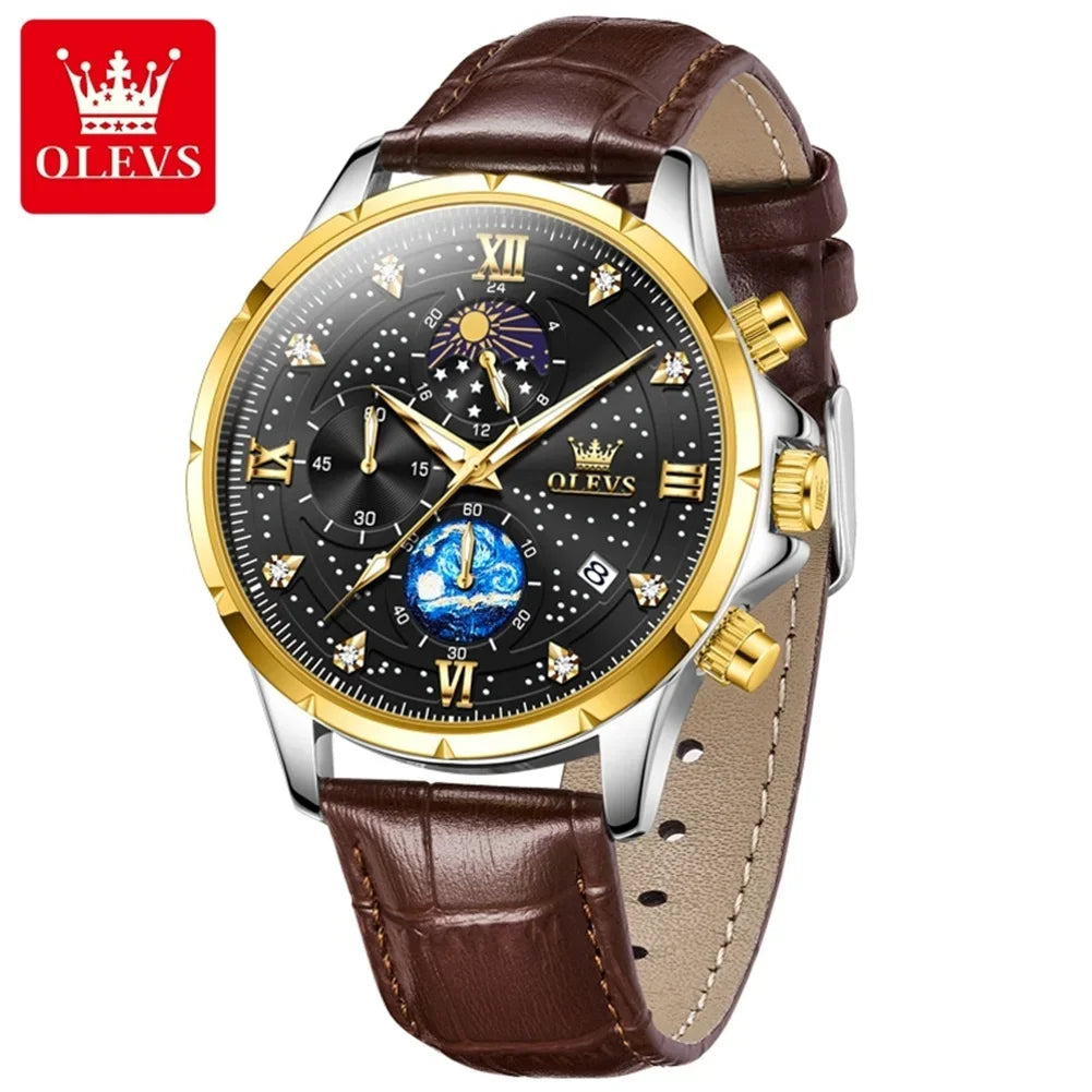 OLEVS 9807 Luminous Starry Sky Dial, Chronograph - OLEVS