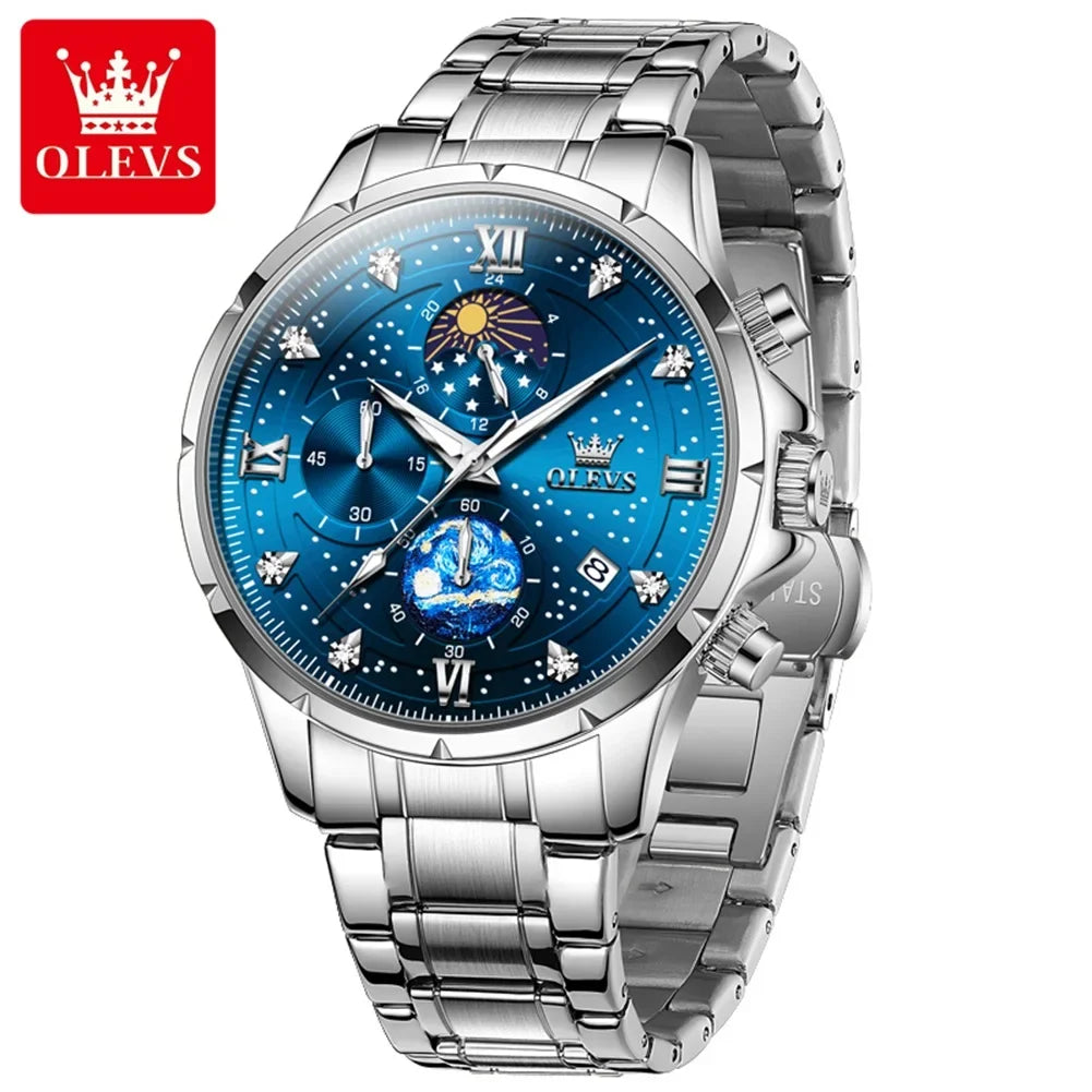 OLEVS 9807 Luminous Starry Sky Dial, Chronograph - OLEVS