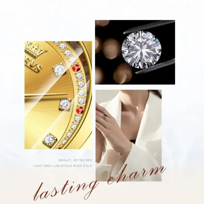OLEVS 7017 Women's Luxury Diamond Accents Quartz Watch - OLEVS