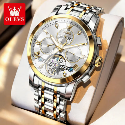 OLEVS 7121 Mechanical Men's Watches Fashion Skeleton Flywheel Rhombus Mirror Luminous Waterproof Luxury Automatic Man Watch New OLEVS Official Watch Store
