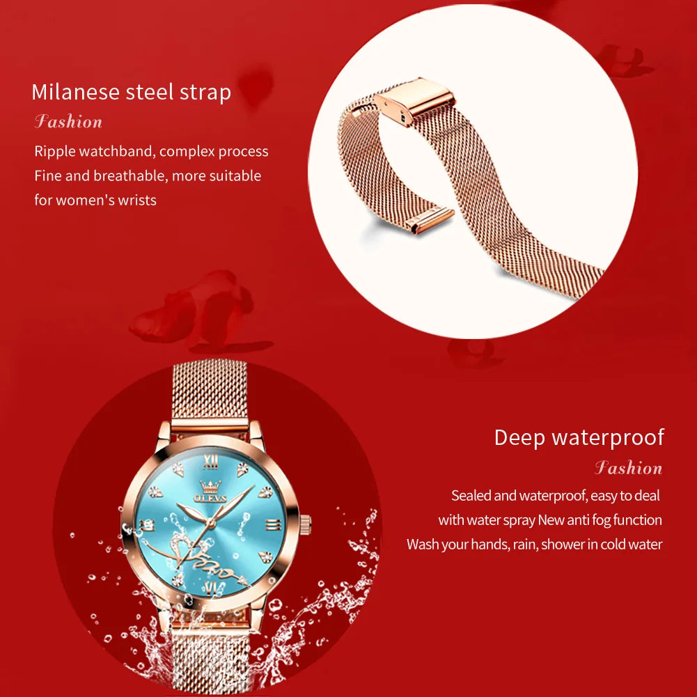 OLEVS 5530 Luxury Love Heart Diamond Ladies Watch - OLEVS