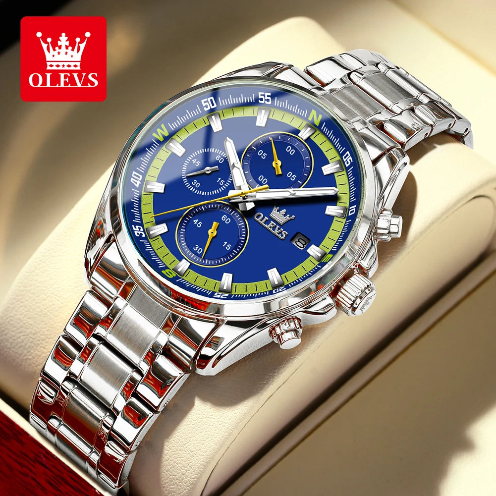 OLEVS TY713 Casual Stainless Steel, Luminous Chronograph Date Quartz Watch - OLEVS