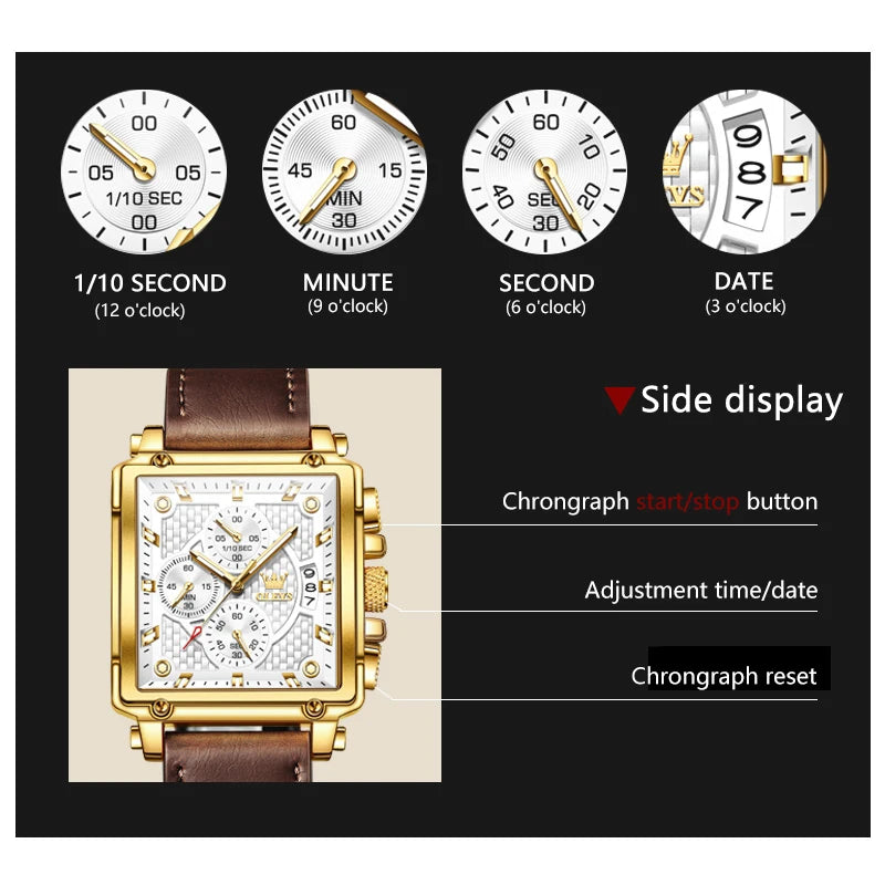 OLEVS Square Mens Quartz Watch