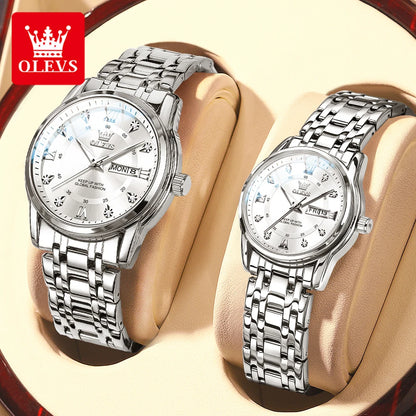 OLEVS 5513 Couple Watch Stainless Steel - OLEVS