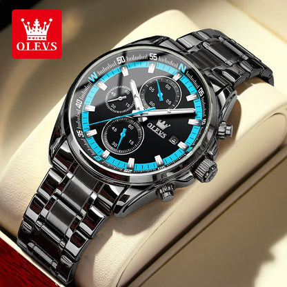 OLEVS TY713 Casual Stainless Steel, Luminous Chronograph Date Quartz Watch - OLEVS