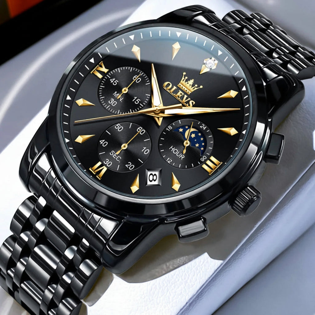 OLEVS 3639 Multifunctional Chronograph Watch, Luminous Moon Phase Watch - OLEVS