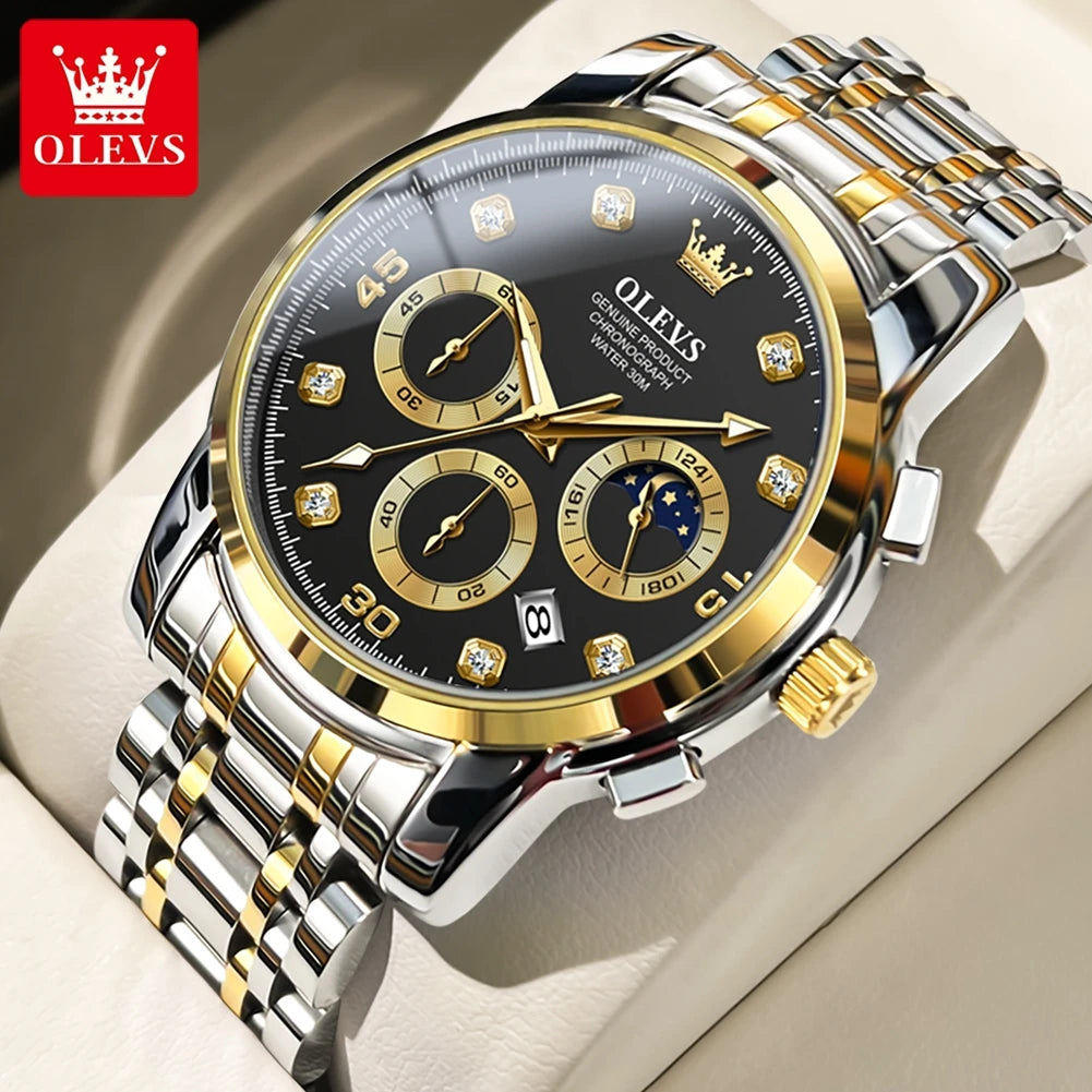 OLEVS 2889 Moon Phase Chronograph Luxury Watch - OLEVS