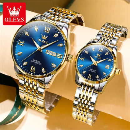OLEVS 6673 Automatic Mechanical Couple Watch - OLEVS