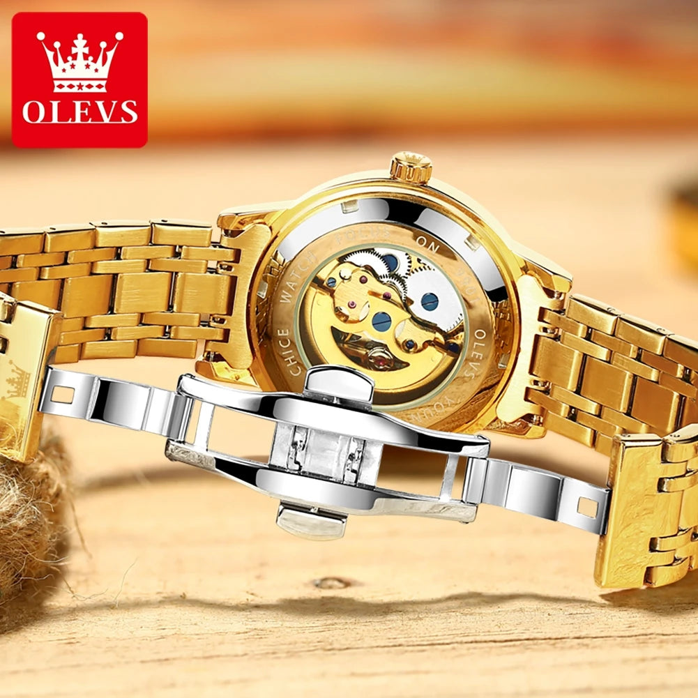OLEVS 9901 Mens WatchLuxury Hollowing Mechanical Wristwatch Waterproof Luminous Stainless Steel Fashion Automatic Watch For Man OLEVS Official Watch Store