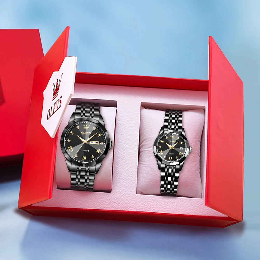 OLEVS 9931 Couple Watch Rhombus Mirror - OLEVS