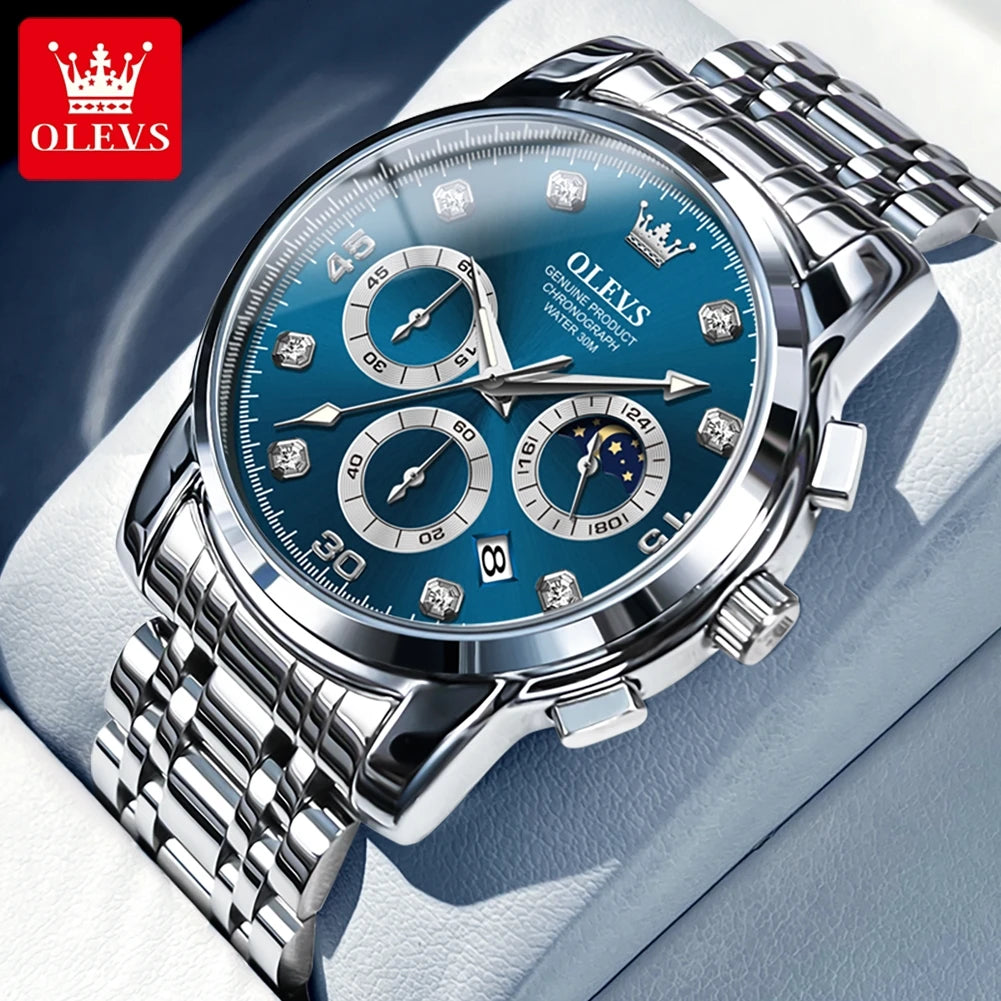 OLEVS 2889 Moon Phase Chronograph Luxury Watch - OLEVS