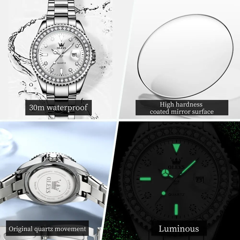 OLEVS 9945 Original Diamond Dial Quartz Watch for Women - OLEVS