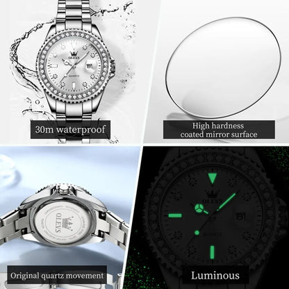 OLEVS 9945 Original Diamond Dial Quartz Watch for Women - OLEVS