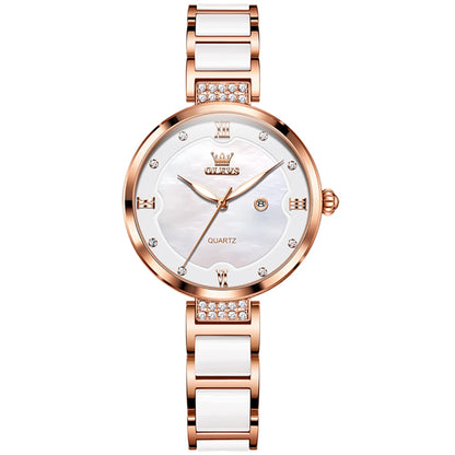 OLEVS 5589 Ceramic Watchband Ladies Wristwatch - OLEVS