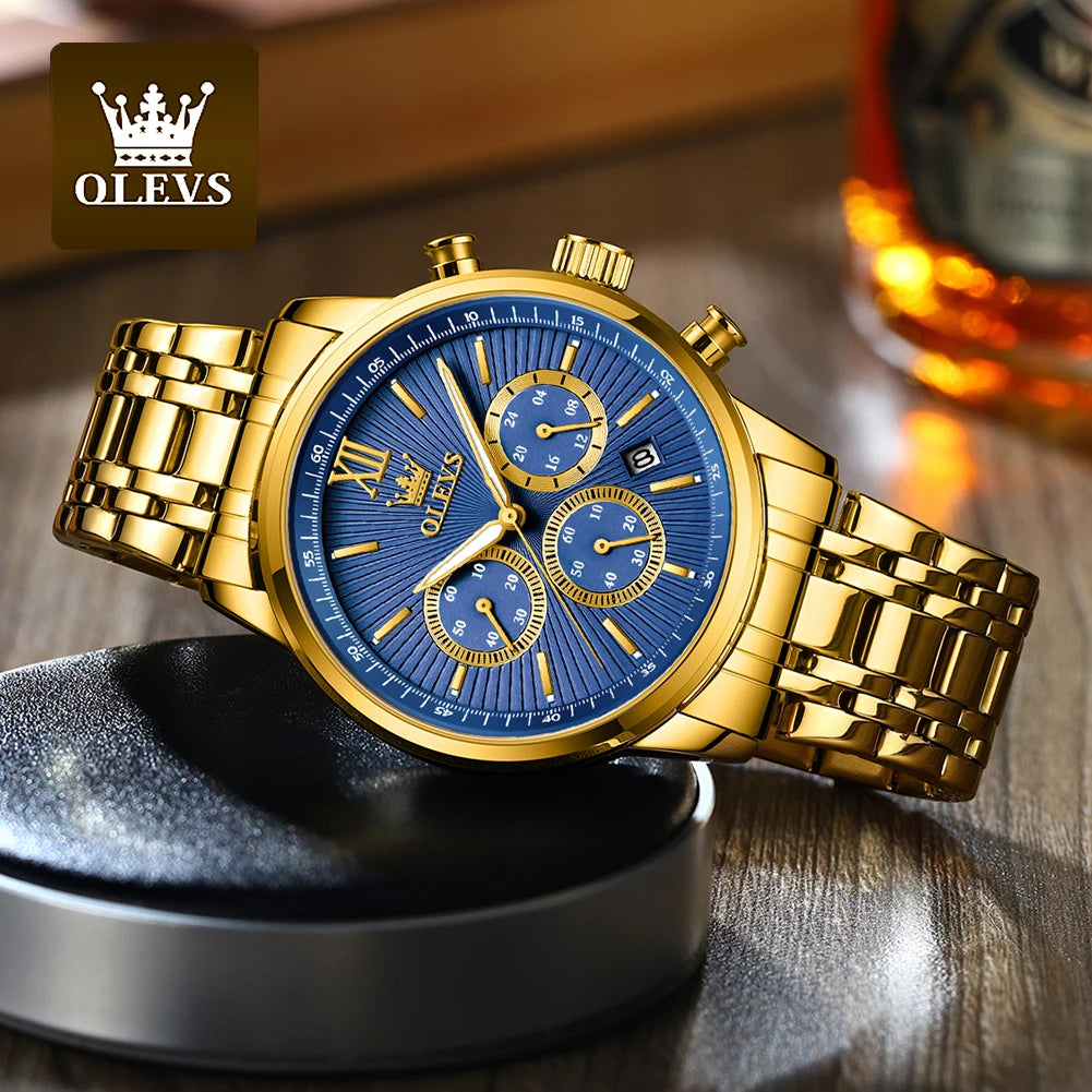 OLEVS TY709 Stainless Steel Chronograph Calendar Luxury Quartz Watch - OLEVS
