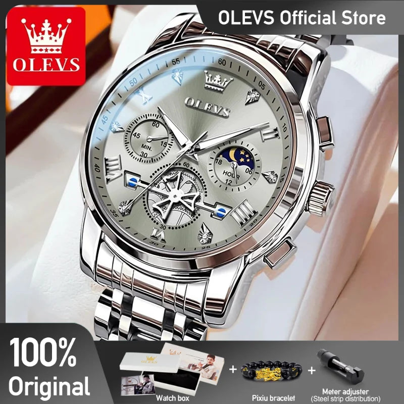 OLEVS 2856 Fitwheel, Chronograph Stainless Steel Watch - OLEVS