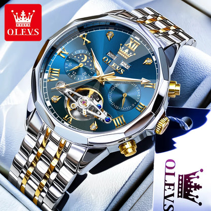 OLEVS 6620 Luminous Moon Phase Double calendar Automatic Watch - OLEVS