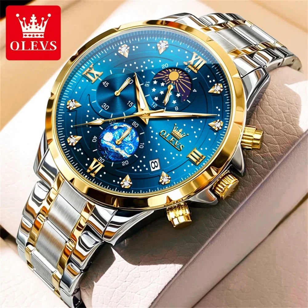 OLEVS 9807 Luminous Starry Sky Dial, Chronograph - OLEVS