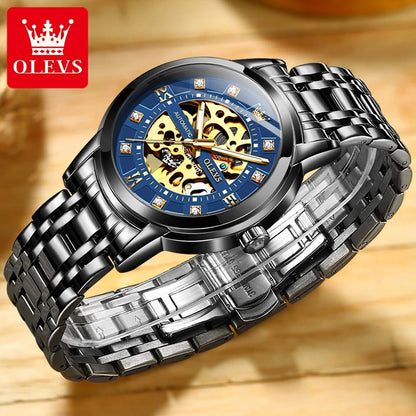 OLEVS 9901 Mens WatchLuxury Hollowing Mechanical Wristwatch Waterproof Luminous Stainless Steel Fashion Automatic Watch For Man OLEVS Official Watch Store