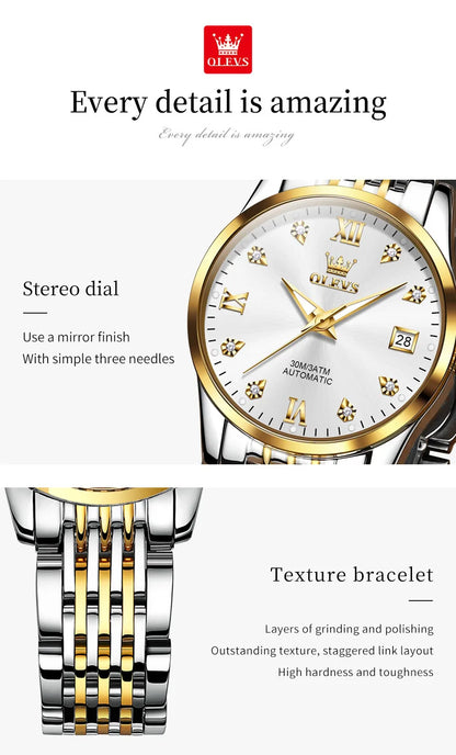 OLEVS 6673 Automatic Mechanical Couple Watch - OLEVS