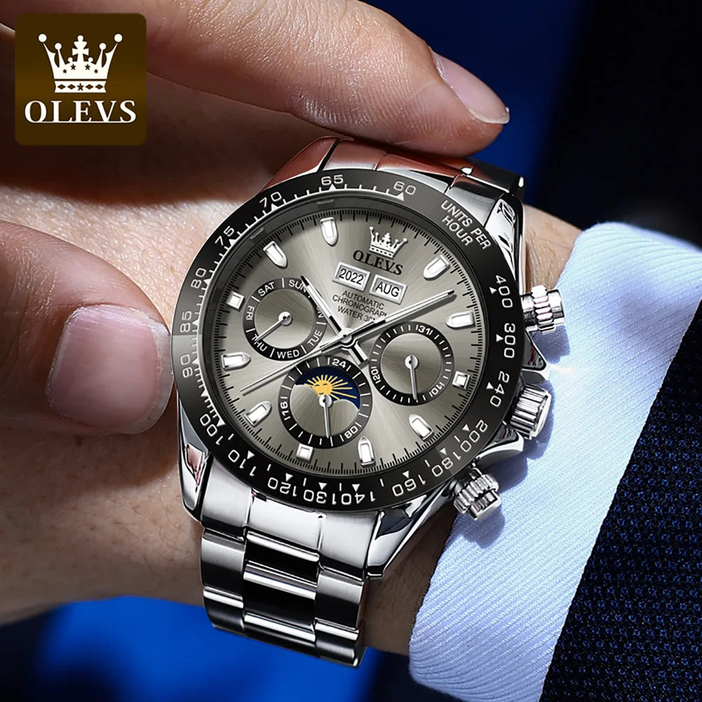 OLEVS 6654 Luxury Moon Phase Mechanical Watch - OLEVS