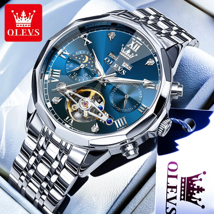 OLEVS 6620 Luminous Moon Phase Double calendar Automatic Watch - OLEVS