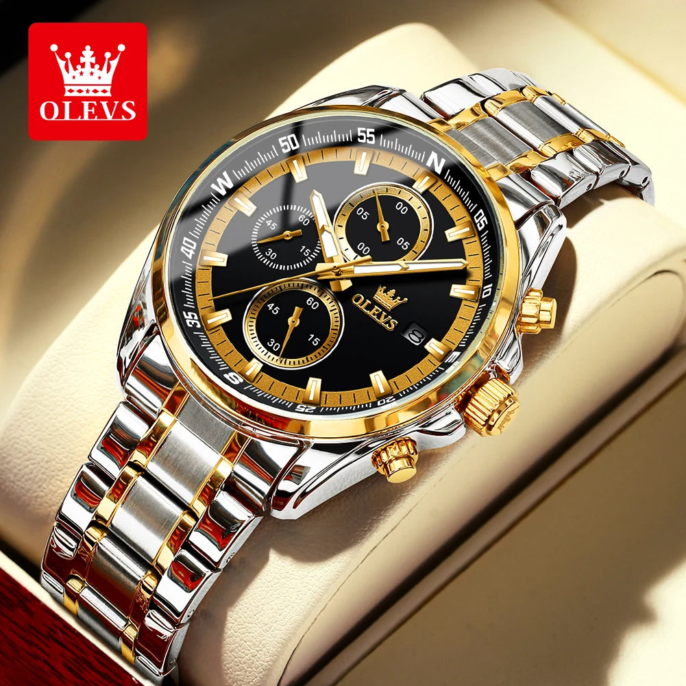 OLEVS TY713 Casual Stainless Steel, Luminous Chronograph Date Quartz Watch - OLEVS