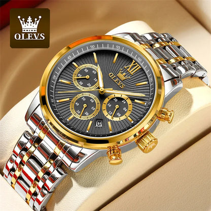 OLEVS TY709 Stainless Steel Chronograph Calendar Luxury Quartz Watch - OLEVS