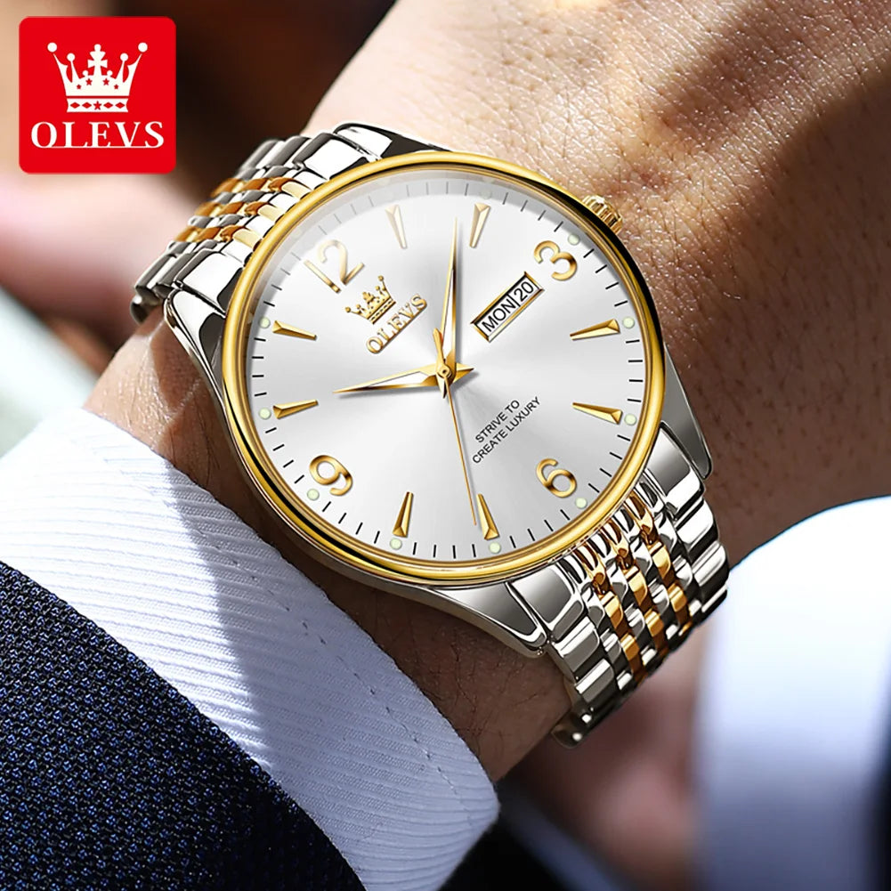 OLEVS 2928 Original Men's Watches Fashion Simple Auto Date Digital Dial Elegant Man Wristwatch Luxury Brand Quartz Watch for Men OLEVS Official Watch Store
