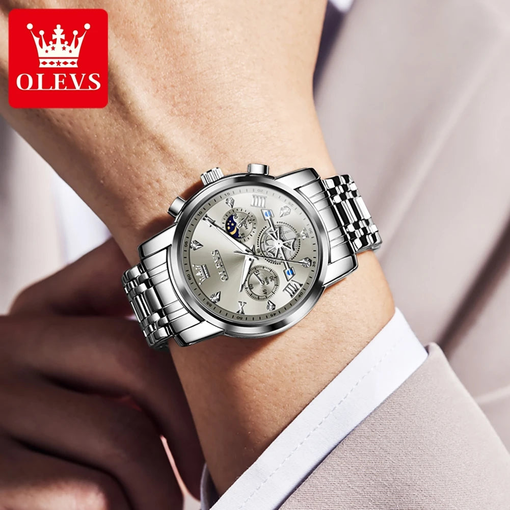 OLEVS 2856 Fitwheel, Chronograph Stainless Steel Watch - OLEVS