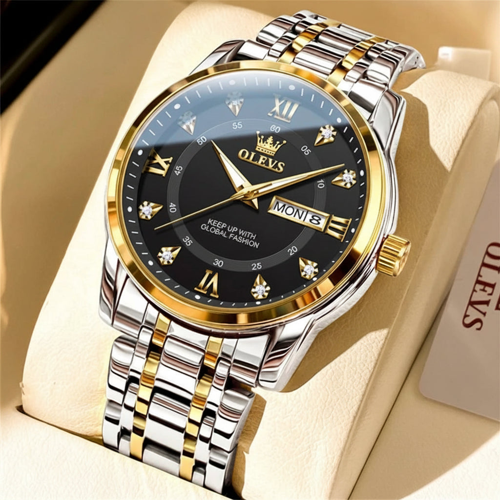 OELVS TY712 Casual Waterproof Stainless Steel Scratch-Resistant Quartz Watch - OLEVS