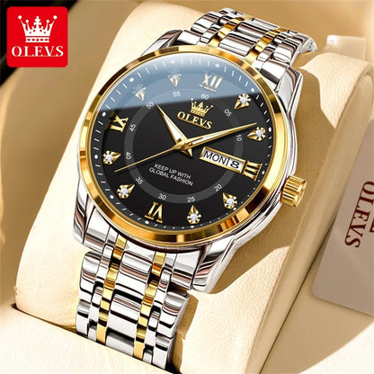 OELVS TY712 Casual Waterproof Stainless Steel Scratch-Resistant Quartz Watch - OLEVS