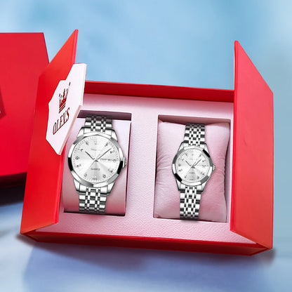 OLEVS 9931 Couple Watch Rhombus Mirror - OLEVS