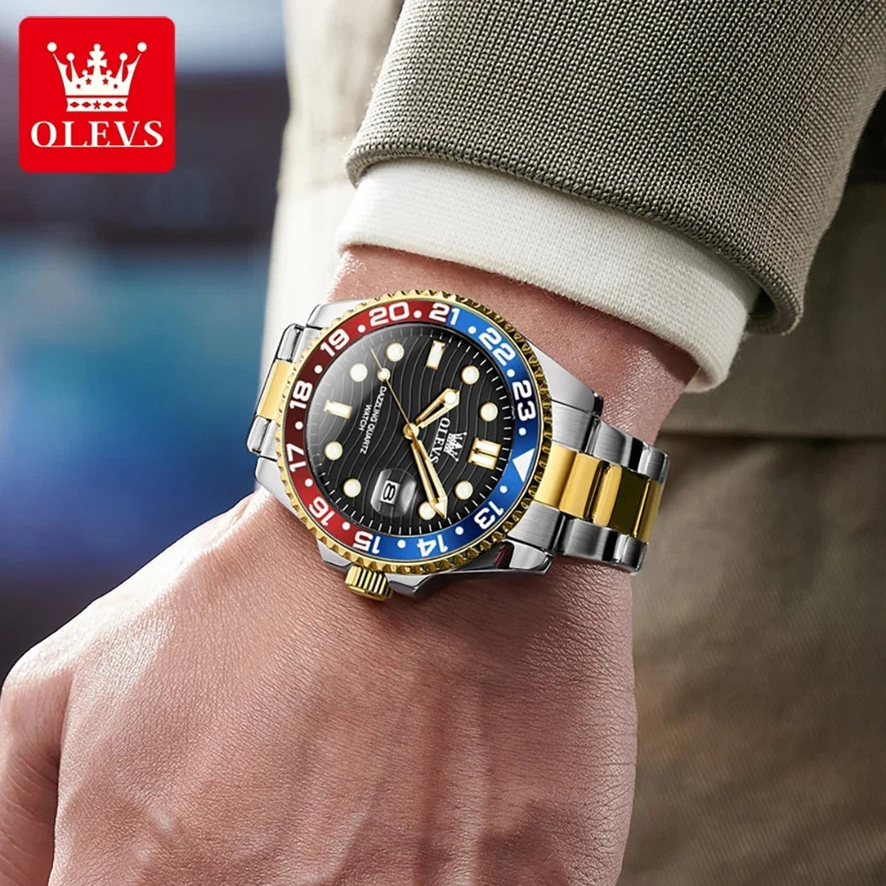OLEVS 3610 Luxury Diving Series Colorful Bezel Fashion Original Quartz Watch - OLEVS