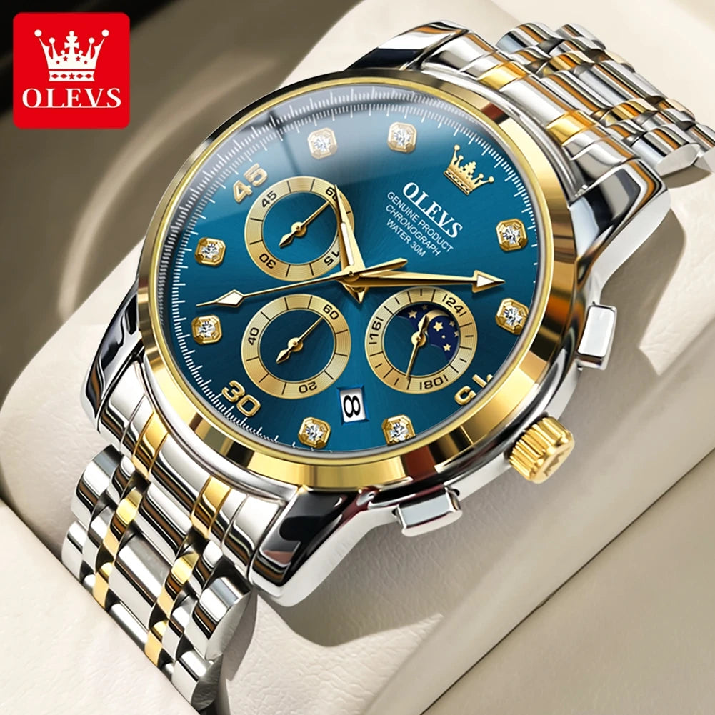 OLEVS 2889 Moon Phase Chronograph Luxury Watch - OLEVS