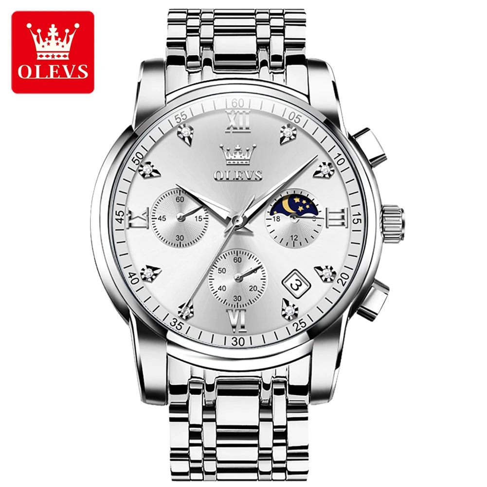 OLEVS 2858 Chronograph, Moonphase Watch - OLEVS