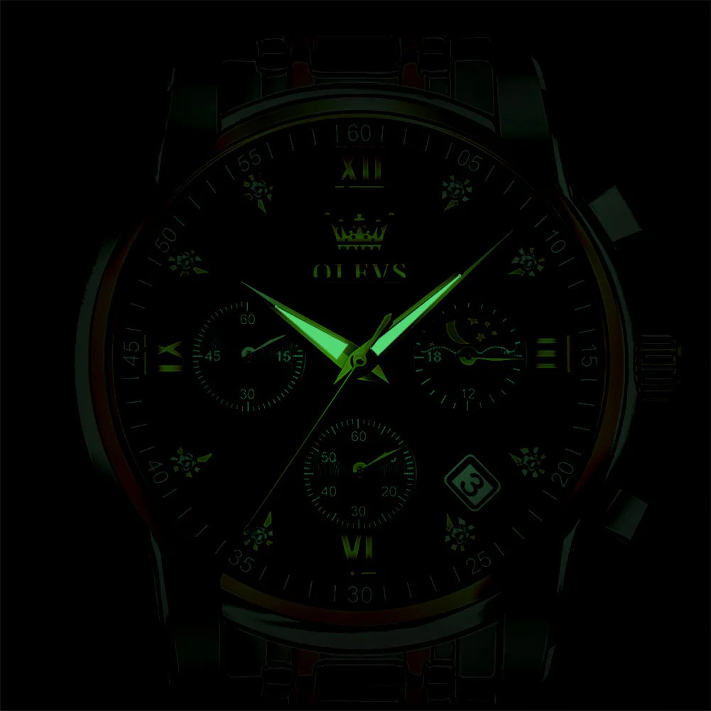 OLEVS 2858 Chronograph, Moonphase Watch - OLEVS