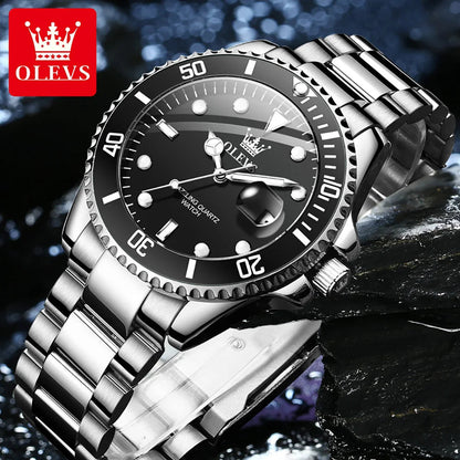 OLEVS Top Original Quartz Watch for Men Diving Series Stainles Steel Waterproof Man Watch Fashion Luxury Brand Men's Wristwatch OLEVS Official Watch Store