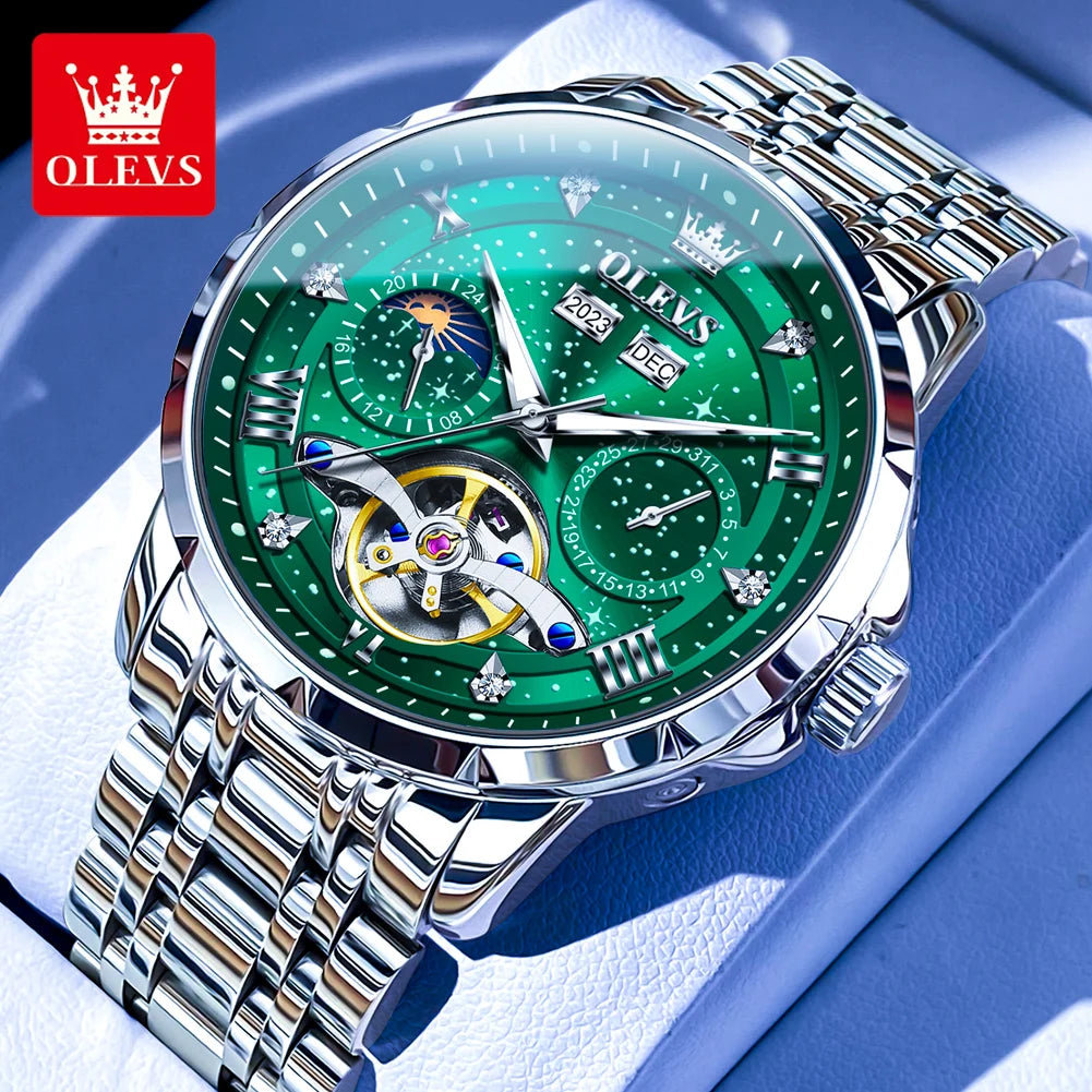 OLEVS 6690 Automatic Starry Sky Tourbillon Design Moon - OLEVS