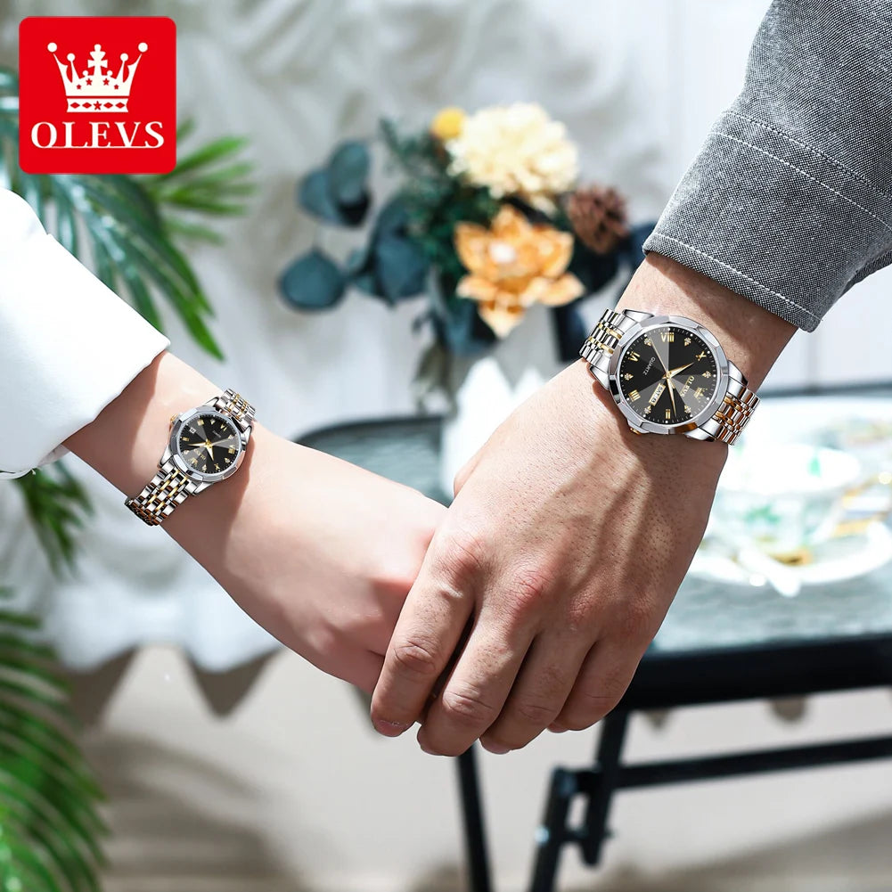OLEVS 9931 Couple Watch Rhombus Mirror - OLEVS