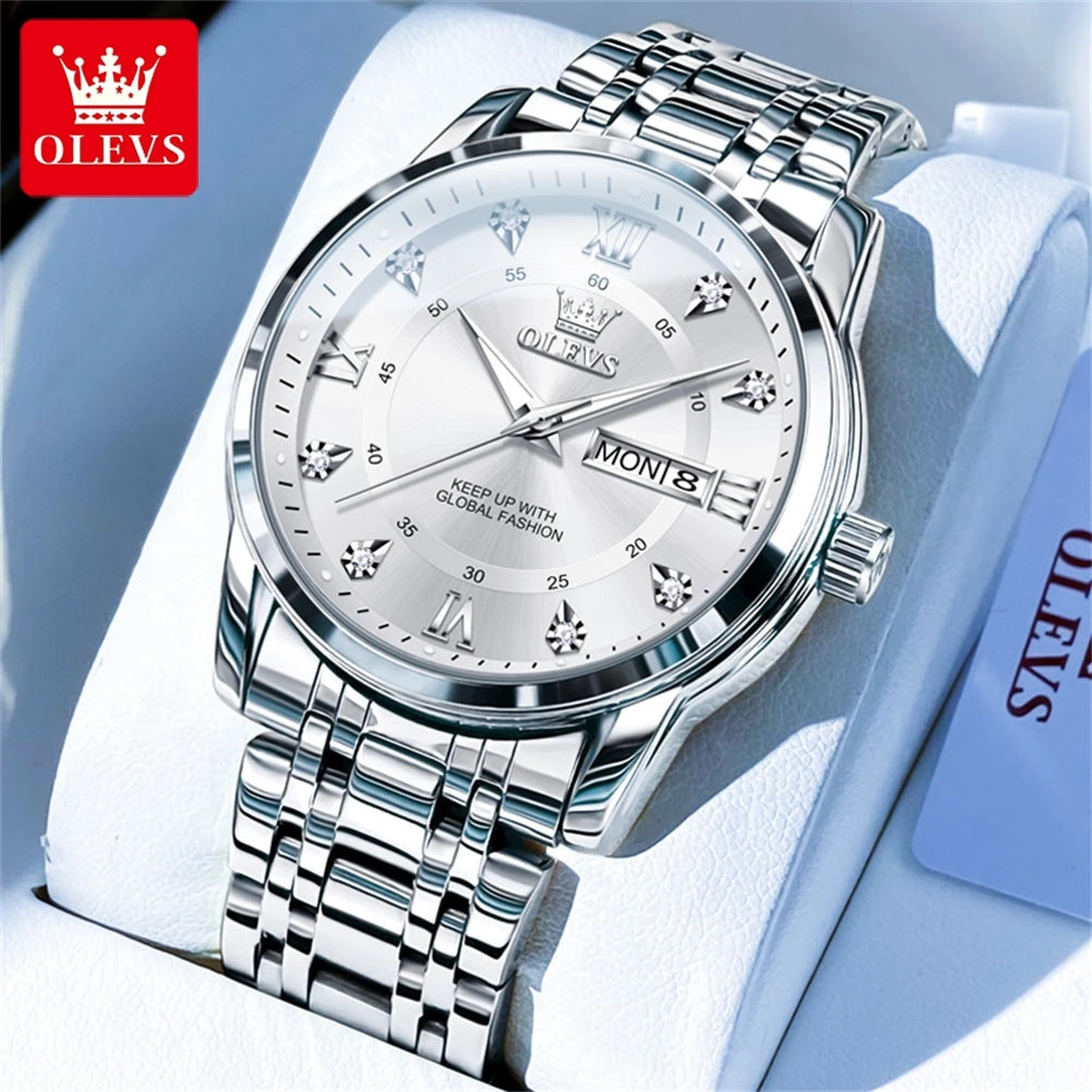 OELVS TY712 Casual Waterproof Stainless Steel Scratch-Resistant Quartz Watch - OLEVS
