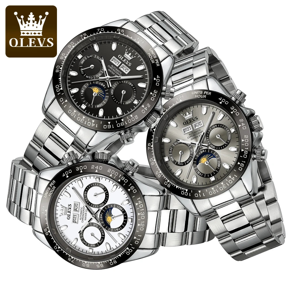 OLEVS 6654 Luxury Moon Phase Mechanical Watch - OLEVS