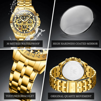 OLEVS Business Gold Skeleton Watch