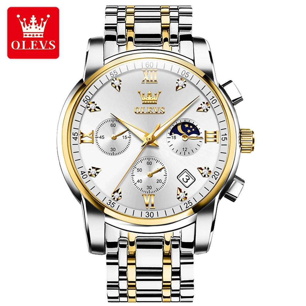 OLEVS 2858 Chronograph, Moonphase Watch - OLEVS