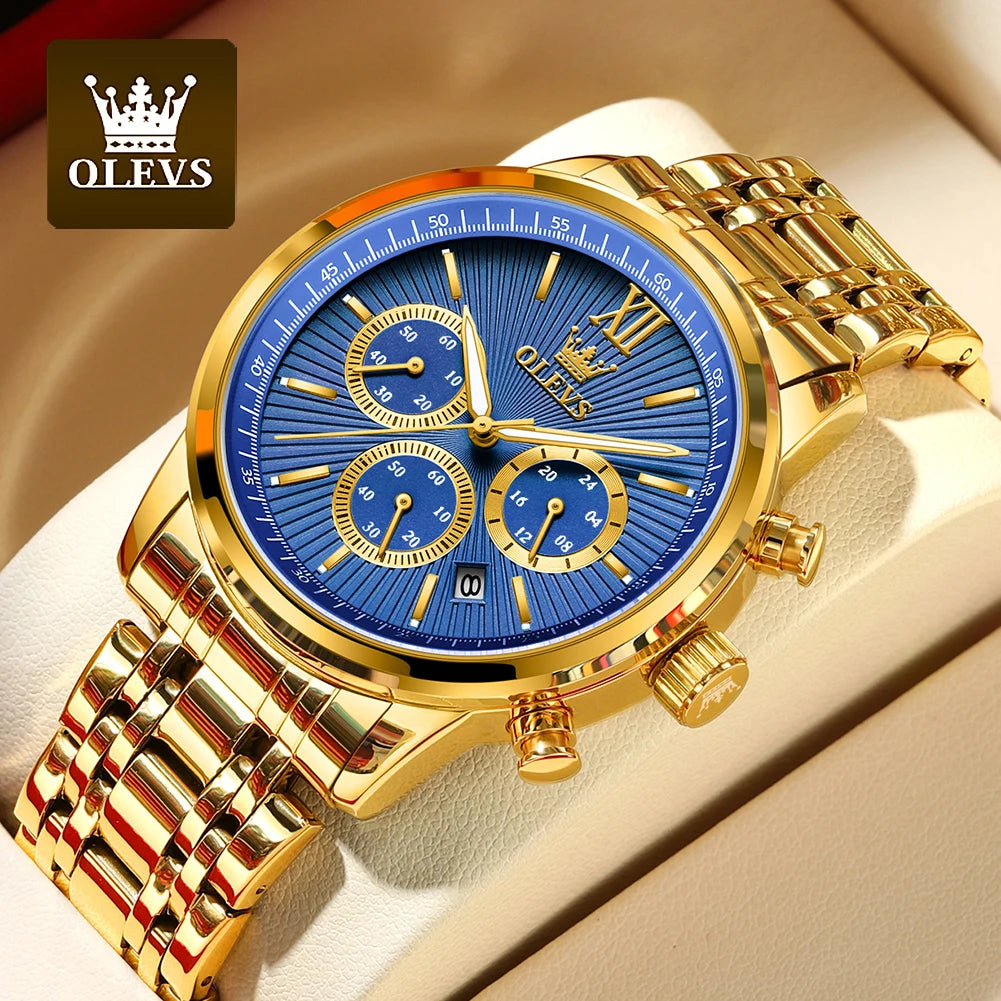 OLEVS TY709 Stainless Steel Chronograph Calendar Luxury Quartz Watch - OLEVS
