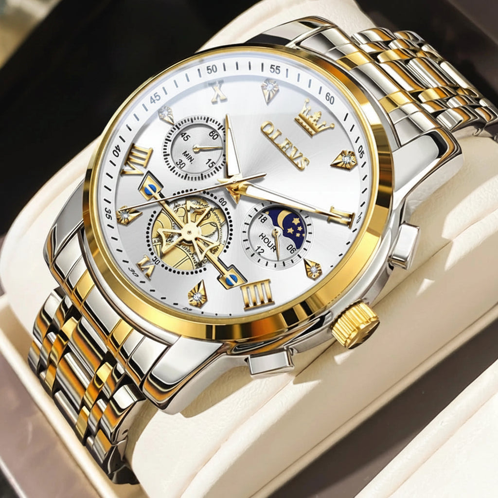 OLEVS 2856 Fitwheel, Chronograph Stainless Steel Watch - OLEVS