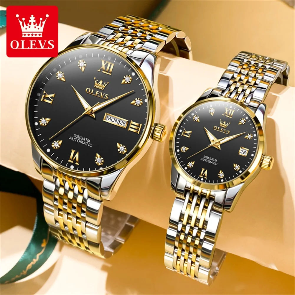 OLEVS 6673 Automatic Mechanical Couple Watch - OLEVS